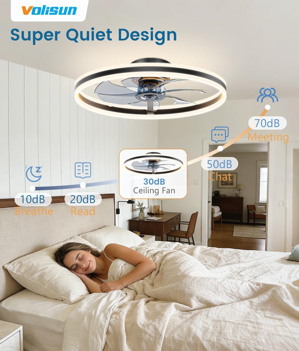 Bladeless Low Profile Ceiling Fan Featuring Dimmable Lighting