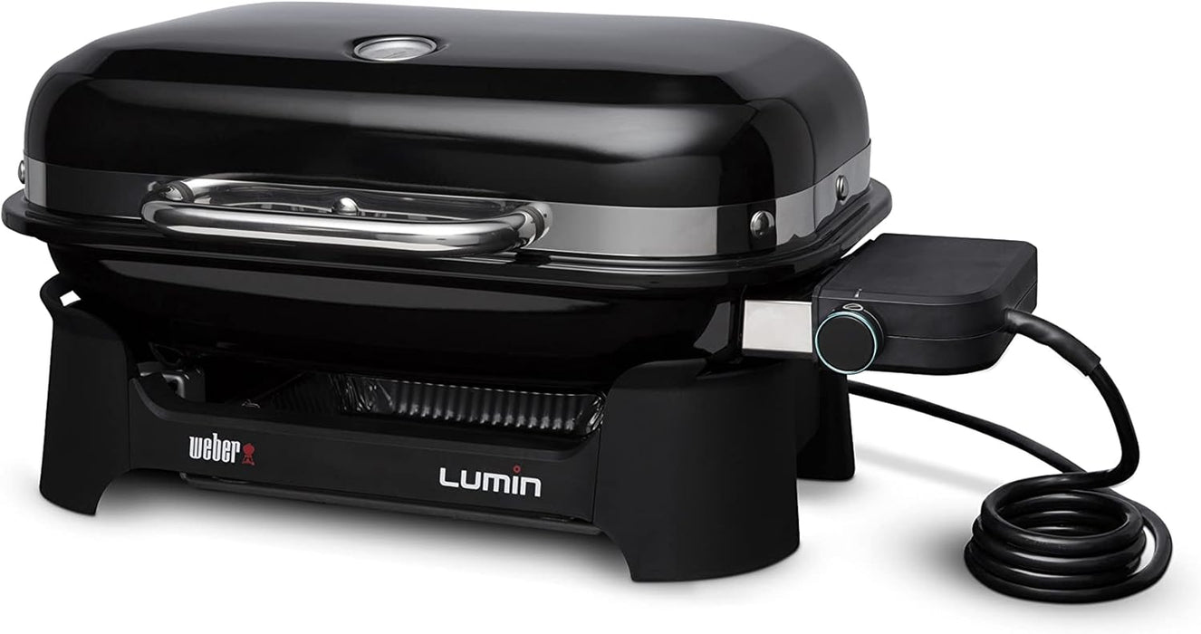 Weber Lumin Compact Outdoor Electric Barbecue Grill, Black - Great Small Spaces Such as Patios, Balconies, and Decks, Portable and Convenient