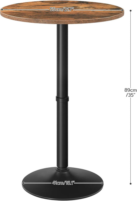 Bar Table Round 35 Inch Tall WeatheredWalnutFinish