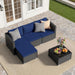 Patio Furniture Set - All-Weather -5 Piece Outdoor Patio Conversation Couch Sets, Modular Wicker Rattan Sectional Sofa for Garden, Patio, Poolside, Backyard, Balcony, Porch,Navy Blue