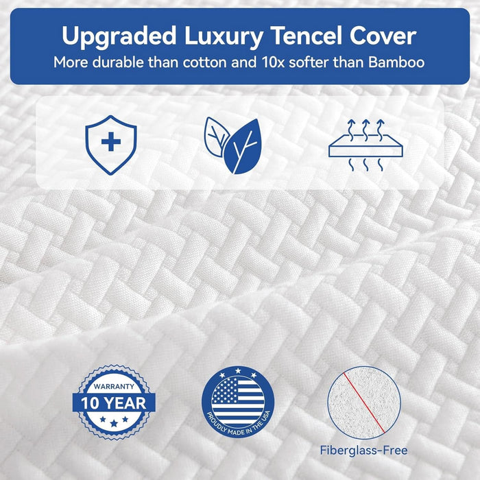 Short Queen 10 Inch RV Mattress with Tencel Cover, Premier Cooling Green Tea/Gel Memory Foam Mattresses for Camper/Truck/Trailer, Firm-Mattress Support for Back Pain, Certipur-Us, 75'' X 60''