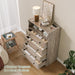 Tall Dressers with 4 Drawer Storage and LED Lights, Gray Wood Chest of Drawers with Charging Station for Bedroom, Living Room, Closet, Hallway, Wooden Nightstand Dresser for Bedside