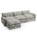 Sectional Sofa 3-Seat L-Shaped Sofa with Reversible Toffee Chair Movable Footrest Sofa,Gray