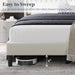 Queen Bed Frame Upholstered Platform Bed with Fabric Headboard, Wing Edge Design/Non-Slip and Noise-Free/Wooden Slats Support/No Box Spring Needed/Easy Assembly, Beige Queen Bed
