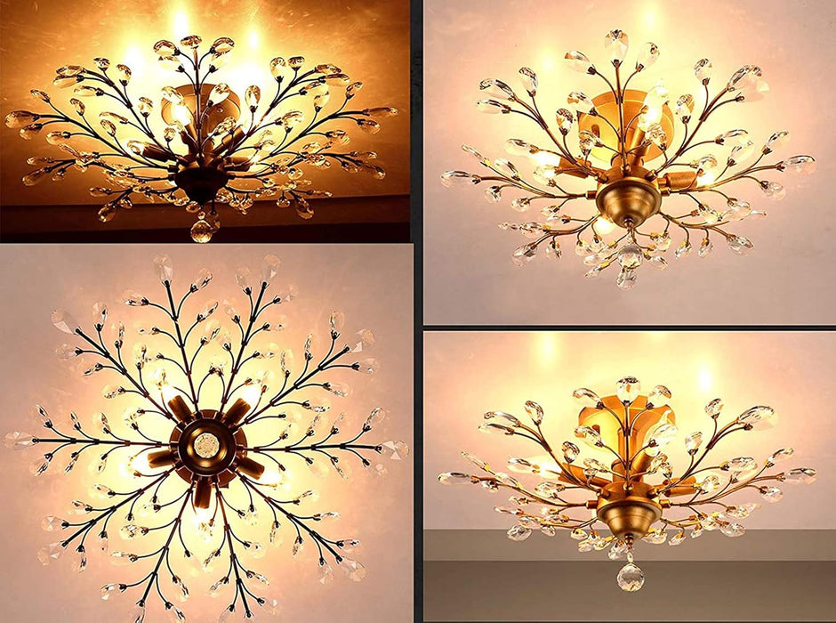 Crystal Chandelier 31in Diameter Brushed Gold Finish