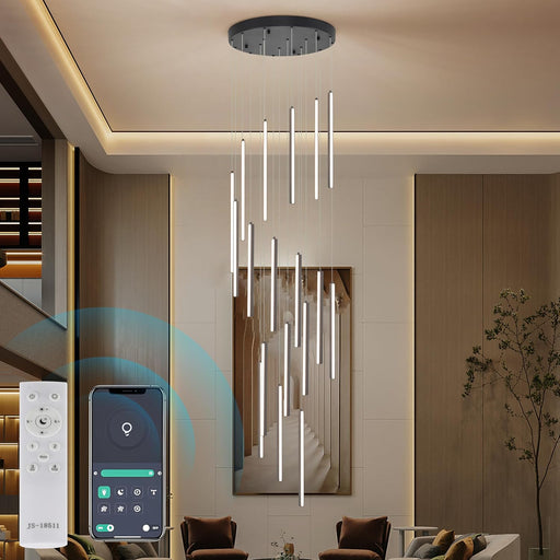 Black 19Inch LED Chandelier Ceiling Fixture Elegant