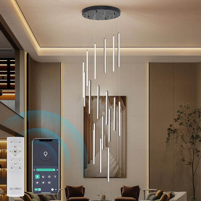 Black 19Inch LED Chandelier Ceiling Fixture Elegant