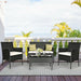 4 Pieces Patio Rattan Cushioned Sofa Set with Tempered Glass Coffee Table