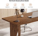 63-Inch Executive Desk, Mid-Century Modern Office Desk with Sturdy Legs, Large Wooden Computer Desk Business Workstation for Home Office, Brown