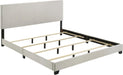 Home Furnishings - Dorian - Fabric Upholstered Wood Panel Bed with Padded Headboard, Wood Legs and Transitional Style - Bedroom - California King Size - Cream - 300852KW