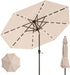 9' Solar LED Patio Umbrella with Tilt & Crank|8 Sturdy Ribs,Uv Protection,Outdoor Market Table Umbrella for Deck,Lawn,Pool,Backyard(Beige)