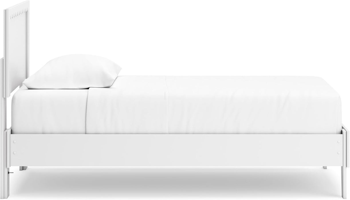 Signature Design by Ashley Hallityn Casual Twin Panel Platform Bed, Foundation or Box Spring Not Needed, White