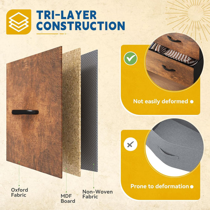 Durable Fabric Dresser With Nine Drawers Organizer