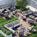 Aluminum Outdoor Patio Furniture Set with Coffee Table,4 Seater Patio Conversation Sets with Washable Thick Cushions,Outdoor Sectional Furniture Set for Poolside, Balcony,Gray Aluminum Frame