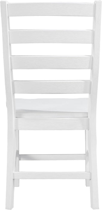 Dining Chairs Set of 2, Dining Chairs with Solid Wood Legs and Footrest, High Ladder Back Farmhouse Dining Chairs, Wooden Dining Room Chairs, White