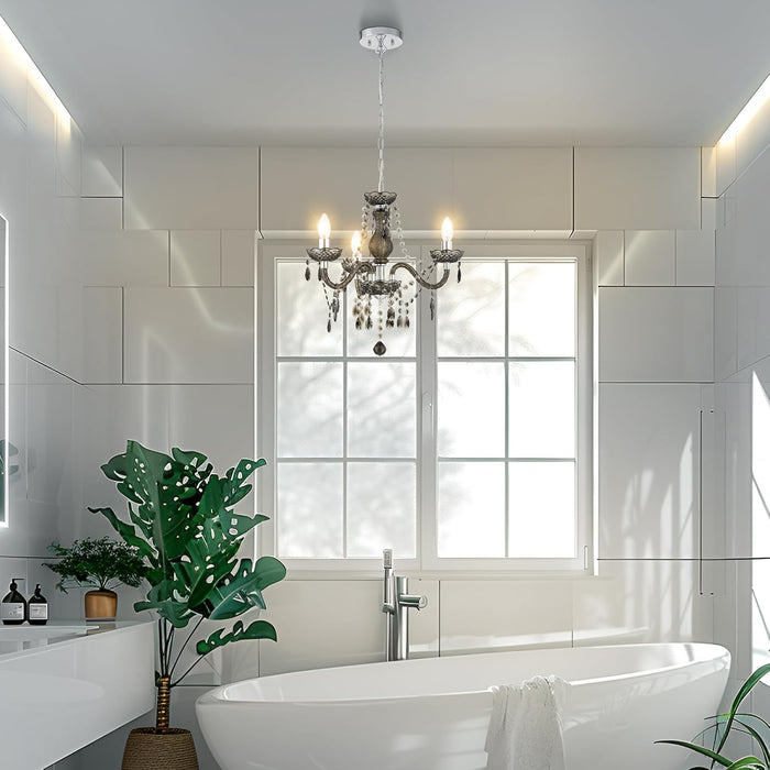 Black Chandelier Small Crystal Chandeliers Lighting Mini Acrylic Chandelier 3 Light Modern Pendant Light Fixtures for Restaurant, Bar, Dining Room, Bathroom