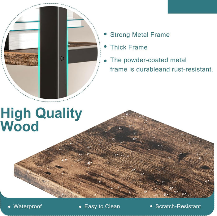 Bookshelf, Arched Bookshelf 5 Tier Bookcase, Tall Shelf for Cds/Books, Home Office Shelf Storage Organizer, Modern Book Shelf for Bedroom/Living Room, Rustic Brown