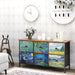 6 Drawer Dresser for Bedroom Van Gogh Chest of Drawers Wide TV Stands Fabric Storage Drawer Unit for Living Room Entryway Closet Sturdy Steel Frame Wood Top