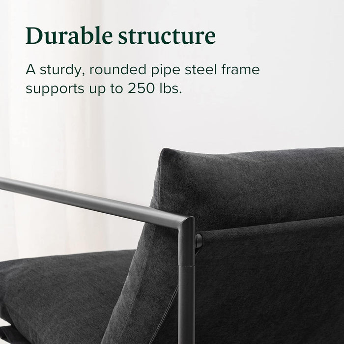 Aidan Sling Accent Chair, Pack of 2, Metal Framed Armchair with Shredded Foam Cushioning, Black