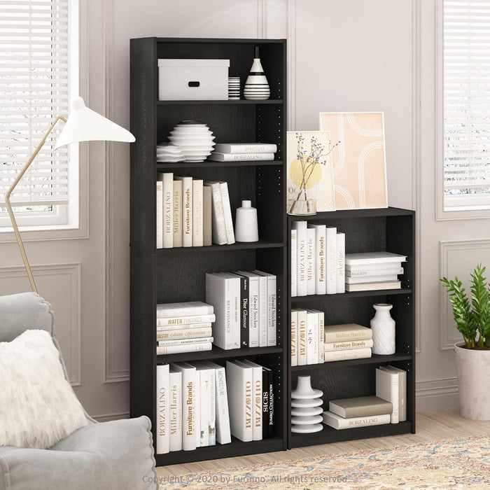 JAYA Simple Home 3-Tier Adjustable Shelf Bookcase, Black