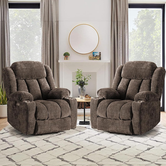 Brown Power Recliner with Massage & Heat