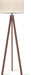Wood Tripod Floor Lamp, Mid Century Standing Lamp, Modern Design Studying Light for Living Room, Bedroom, Study Room and Office, Flaxen Lamp Shade with E26 Base Dark Brown