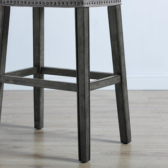 Coco Upholstered Backless Saddle Seat Bar Stools 29" Height Set of 2, Gray