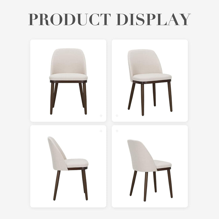 Upholstered Dining Chairs Set of 4, Modern Kitchen Chairs with Back, Fabric Side Dining Room Chairs with Wood Legs for Kitchen Dining Room Restaurant, Beige