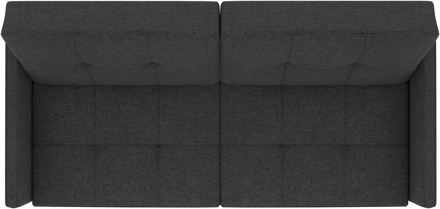 Black Faux Leather Futon Sofa Bed: Modern, Button-Tufted