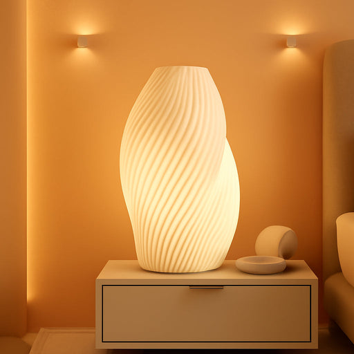 11.9" Modern Ceramic Table Lamp, Fully Dimmable Modern Bedside Lamps for Bedroom, Living Room and Nightstand, White Translucent Ceramic Shade, Warm Ambient Lighting, Corded, Bulb Included