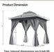 Patio Gazebo 8'X8', Outdoor Heavy Duty Party Tent Shelter with Double Roofs, Mosquito Nettings and Privacy Screens for Backyard, Garden, Lawn, Gray