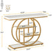 41.3" Console Table, Industrial 4-Tier Sofa Entryway Table with Circle Base, Narrow Wood Accent Tables with Storage Shelves for Living Room, Hallway, Foyer, White Gold