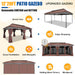 12X20 Heavy Duty Gazebo Outdoor Gazebo with Mosquito Netting and Curtains,Canopy Tent Deck Gazebo with Double-Arc Roof Ventiation and Metal Steel Frame Suitable for Lawn, Backyard, Patio,Brown