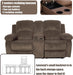 Recliner Sofa Set for Living Room Furniture Set, Reclining Sofa and Loveseat Set for Reclinier Sofa with Drop down Table/Double Recliner Loveseat with Storage Console/Brown Velvet
