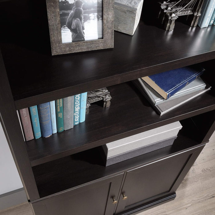 Select Book Shelf, Bookshelf with Storage, Library Bookcase with Doors and Adjustable Shelves, in Estate Black
