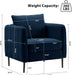 Modern Velvet Accent Chair, Single Sofa Chairs Armchair with Square Arm, Upholstered Accent Chairs for Living Room, Bedroom, Apartment (Navy Chair)