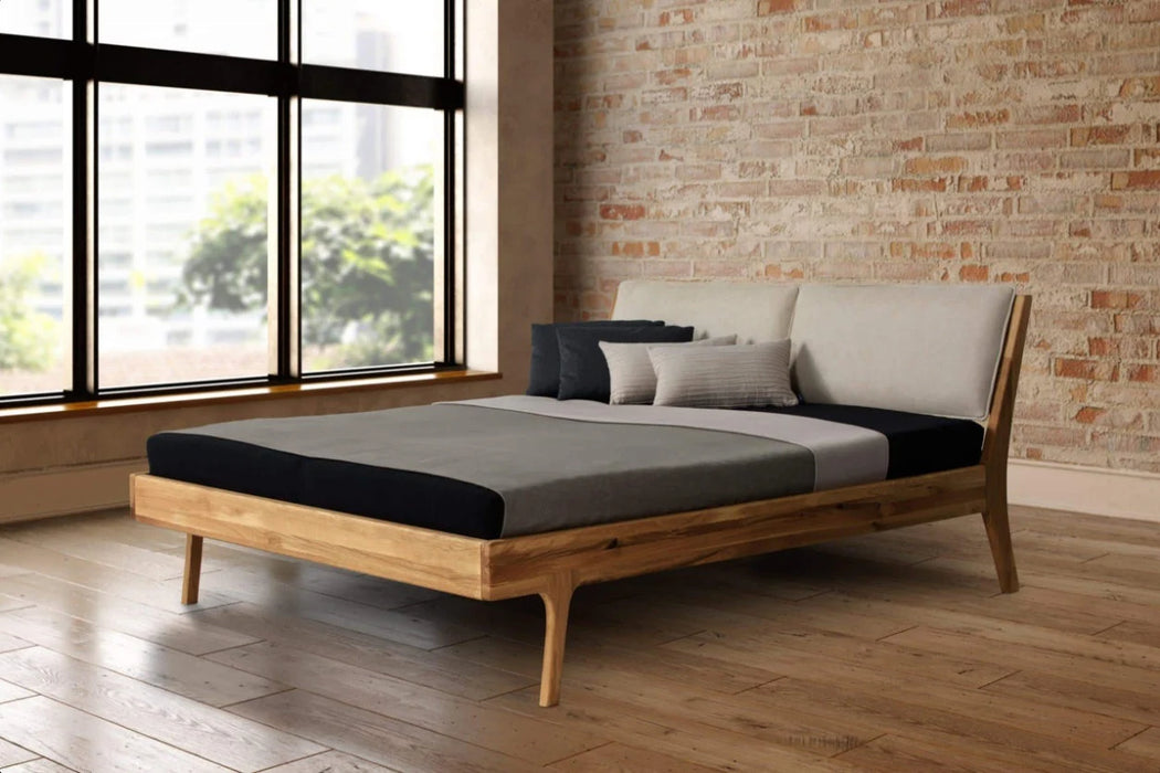 Noah Spruce Bed | Stylish Bedframe | Upholstered Headboard | Solid Wood