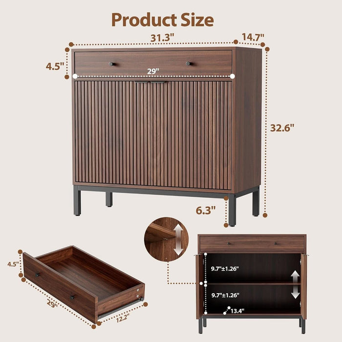 Sideboard Buffet Cabinet Storage, Modern Console Fluted Credenza