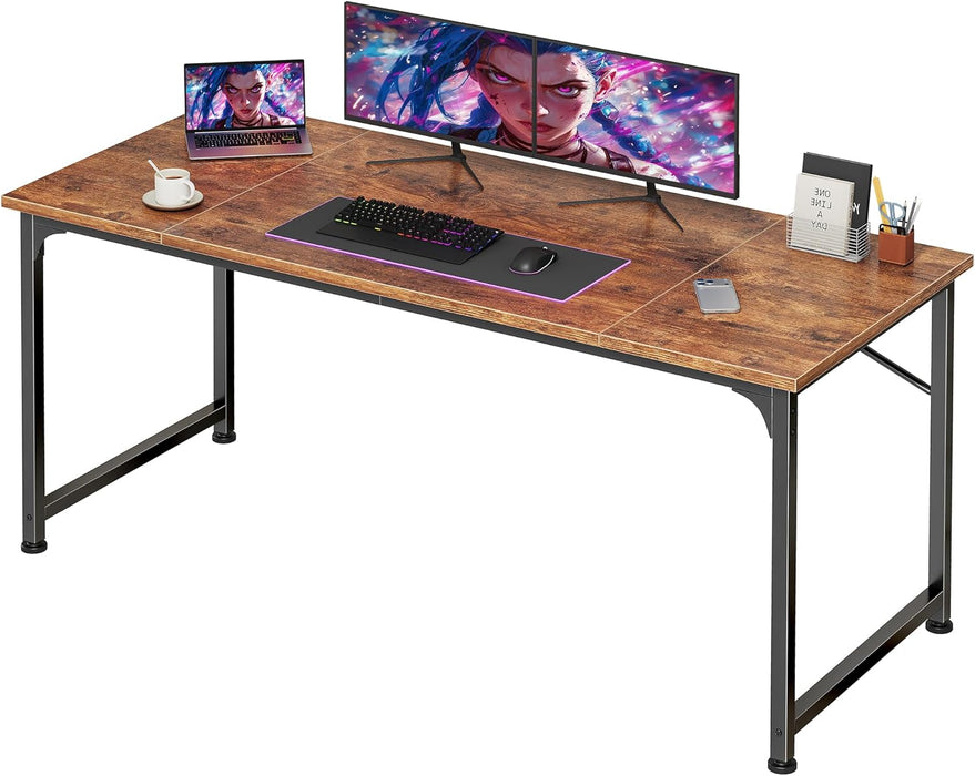 55 X 19.7 Inch Computer Desk, Home Office Desk with Spacious Desktop, Modern Gaming Desk, Writing Study Table for Bedroom, Small Spaces, Work from Home Desk with Metal Frame, Rustic Brown