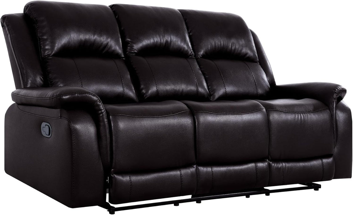 Katie Leather Recliner Sofa Set, Manual Recliner Sofa Couch - Living Room Furniture Set, Leather Reclining Sofa Recliner Couch for Office Home, Living Room Sofa Recliners, Air Leather, Espresso
