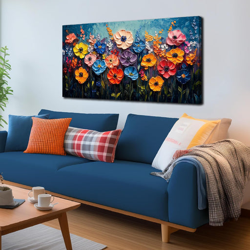 Flower Canvas Wall Art 20x40 Inch Colorful