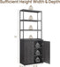 Fluted Book Shelf with Doors 75" Tall Bookshelf with Storage | 6 Tier Large Bookcase with Bottom Cabinet - Modern Metal Book Case for Living Room, Home Office, Kitchen, 3 Pieces