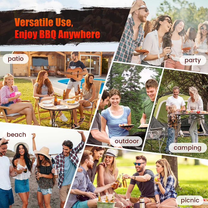 Charcoal Grills with Offest Smokers: Spacious Barrel Charcoal BBQ Grill | Barbecue Smoker Grill Combo for Outdoor Backyard Patio Camping Picnic and Party