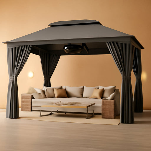 10x12 Ft Gray Outdoor Gazebo MosquitoNetting PrivacyScreen