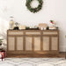70" Rattan Sideboard Buffet Cabinet, Large Credenza Storage Cabinet