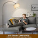 Arc Floor Lamps for Living Room, Modern Standing Lamp with Adjustable Hanging Drum Shade, Tall Pole Lamp with Foot Switch, over Couch Arched Reading Light for Bedroom, Office (Black)