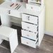 Makeup Vanity Table with Drawers, Vanity Desk Set with Shelves, Dresser Desk and Cushioned Stool Set White for Women