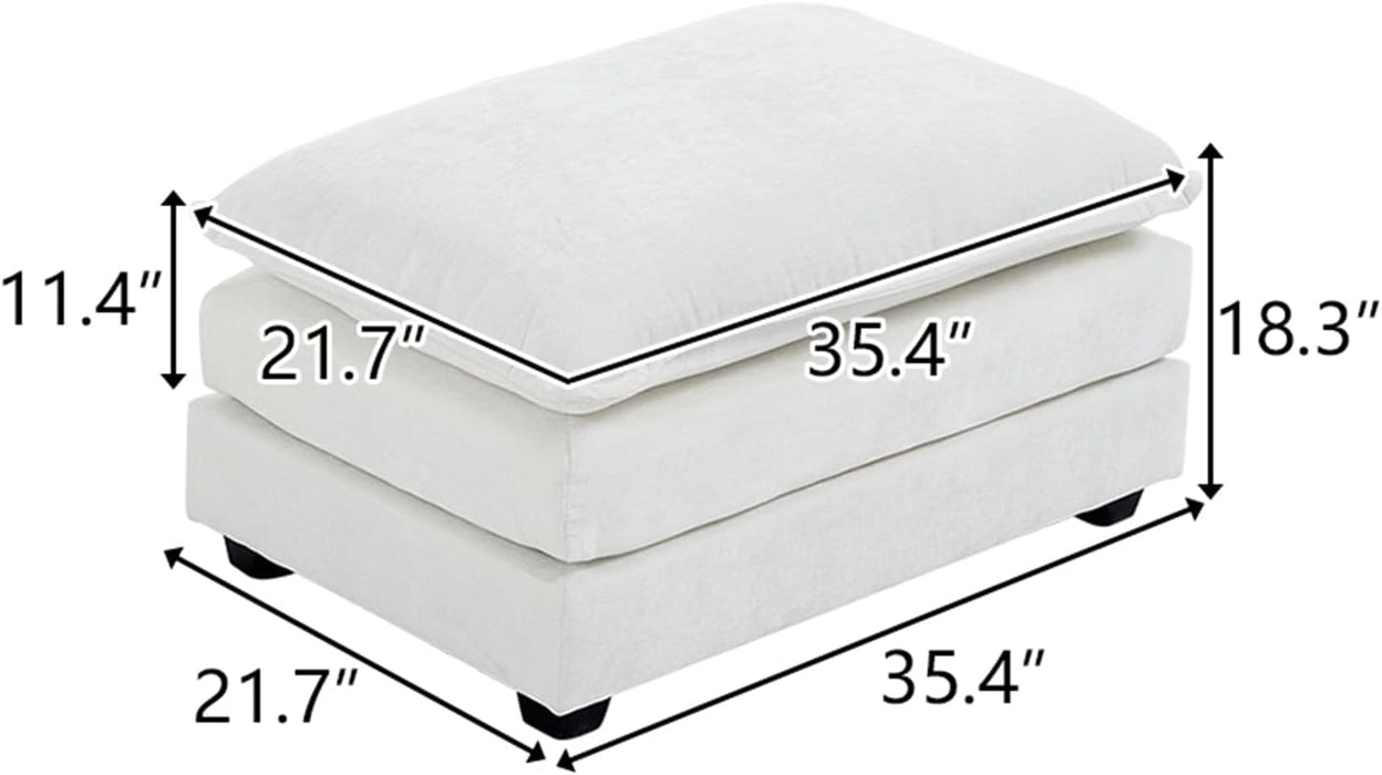 36.6" Big Cloud Comfy Ottoman Chenille Cream White