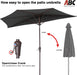 Patio Umbrella 9FT - Outdoor Half Umbrellas for Patio, Backyard, Garden, Deck (Dark Gray)