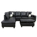 Semi PU Leather Sectional Sofa, L Shaped Couch, Sectional Sofa Set for Small Space Living Room, Black(Without Ottoman)